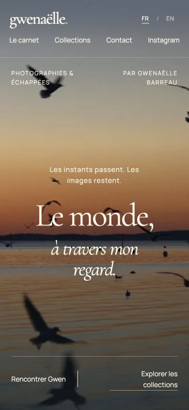 L’accueil du véritable site Gwenaëlle Photographies