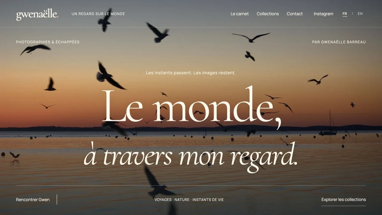 Capture de la page d’accueil de Gwenaëlle Photographies